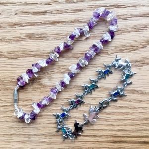 Amethyst Mother of Pearl Unicorn Anklet + Bracelet